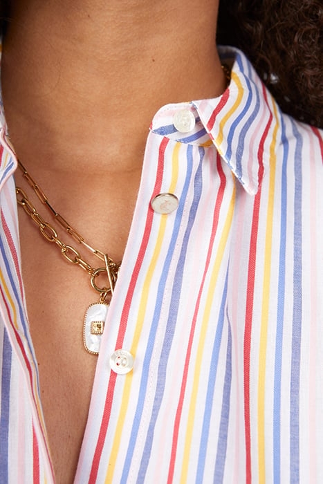 CRIMSON RED SHIRT WITH COLOURED STRIPES 7