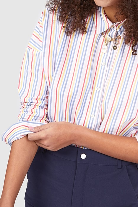 CRIMSON RED SHIRT WITH COLOURED STRIPES 6