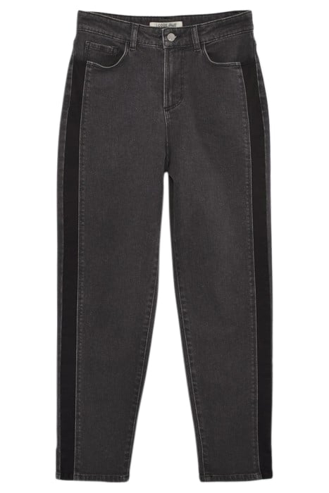 BLACK BOYFIT JEANS WITH FADED BANDS DOWN LEGS 4