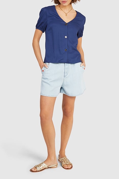 NAVY BUTTONED FLOWING TOP 3