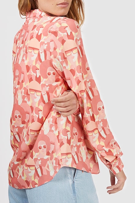 CRIMSON RED SHIRT WITH WOMEN PRINT 2