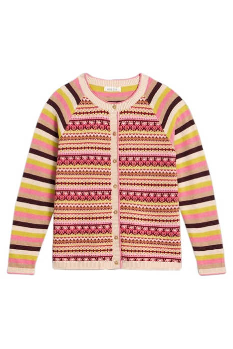 LULU FAIRISLE CARDI PINK MULTI 2