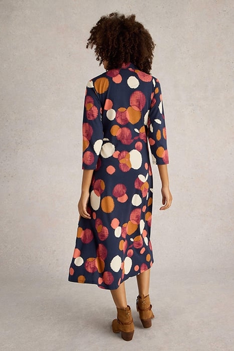 RUA JERSEY SHIRT DRESS NAVY PRINT 2