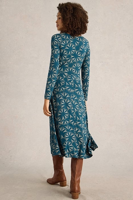 MADELINE JERSEY DRESS TEAL MULTI 2