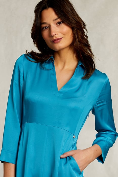 PETROL V-NECK DRESS 3/4 SLEEVES BLUE 3