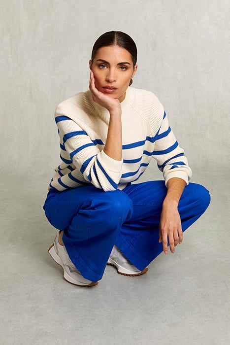 BLUE/WHITE COTTON STRIPED SWEATER BLUE 3