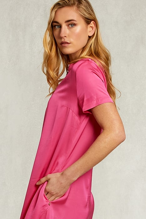 FUCHSIA LONG V-NECK DRESS 4