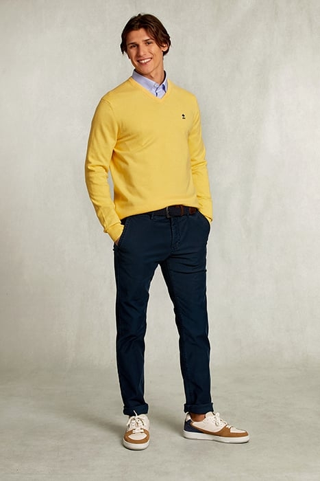 NORMAL FIT BASIC COTTON V-NECK PULLOVER BUTTERFLY MIX YELLOW 3