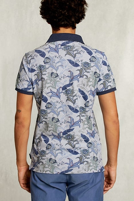 CUSTOM FIT COTTON FLORAL POLO LT MOMBASA MIX BLUE 2