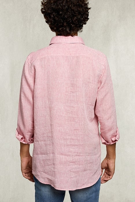 CUSTOM FIT LINEN SHIRT PEACH PINK 2
