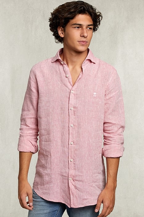 CUSTOM FIT LINEN SHIRT PEACH PINK 1