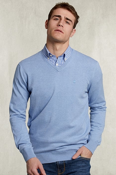 BASIC V-NECK PULLOVER POOL MIX BLUE 1