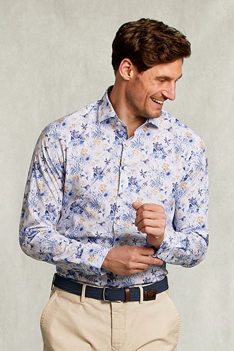 SLIM FIT FLORAL SHIRT BLUE/BROWN BLUE 1