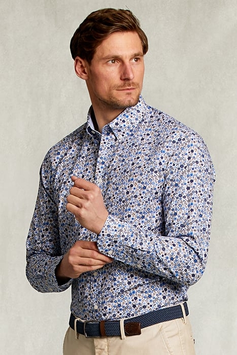 SLIM FIT FLORAL SHIRT BLUE/BROWN BLUE 1