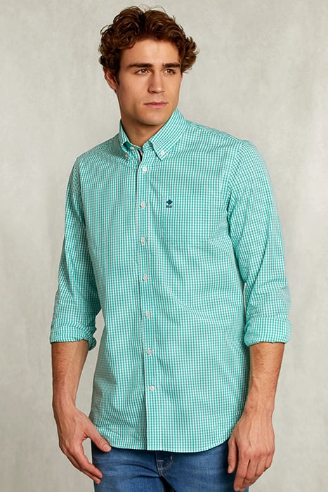 CUSTOM FIT CHECKED SHIRT GREEN/WHITE MULTI 1