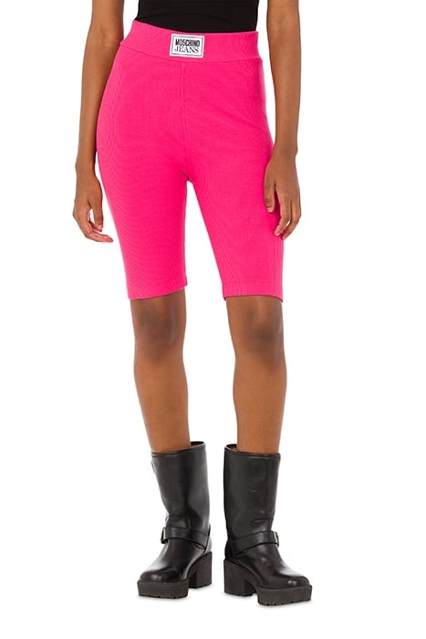 LOGO PATCH KNITTED CYCLING SHORTS PINK 1