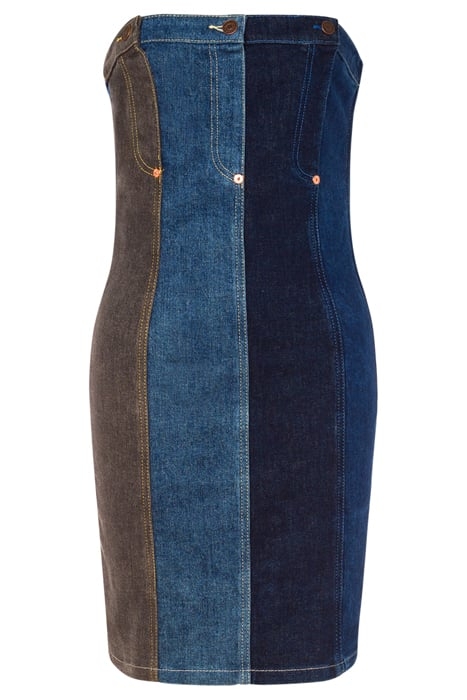 PATCHWORK DENIM MINIDRESS BLUE 3