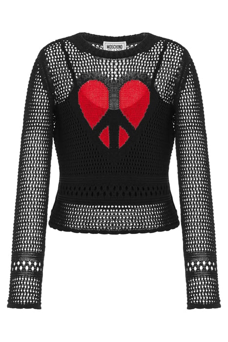 PEACE & LOVE PERFORATED KNIT SWEATER BLACK 3