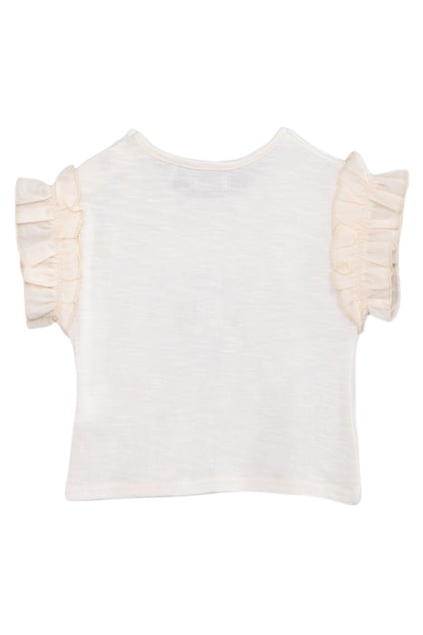 BABY GIRLS’ ECRU ORGANIC COTTON T-SHIRT, GLITTERY SLOGAN 2