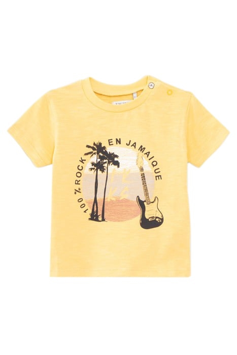 BABY BOYS’ YELLOW T-SHIRT WITH GUITAR PALM TREES IMAGES 1