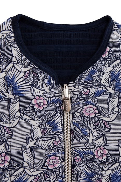 BABY GIRLS' NAVY/HUMMINGBIRD PRINT REVERSIBLE CARDIGAN 6