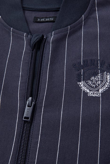 BOYS' NAVY PINSTRIPE KNIT CARDIGAN 6
