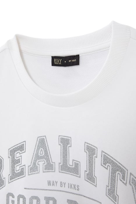 GIRLS' OFF-WHITE SWEATSHIRT WITH SILVER GLITTER SLOGAN 4