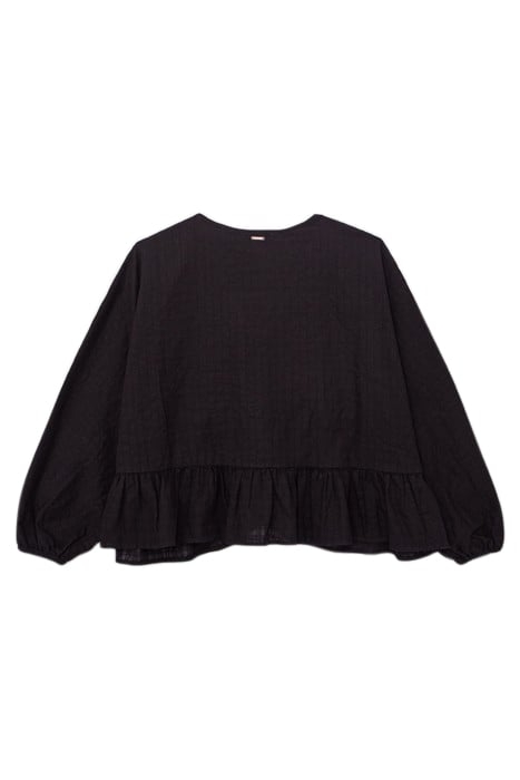 GIRLS’ BLACK BUTTONED WIDE BLOUSE WITH PEPLUM 2