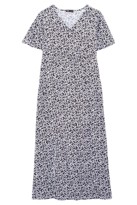 GIRLS' OFF-WHITE LONG DRESS WITH BLACK FLOWER PRINT 1