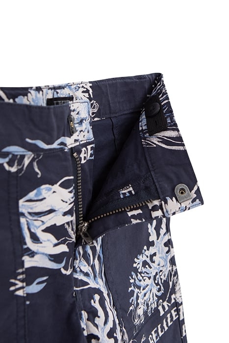 BOYS’ NAVY BERMUDA SHORTS WITH CORAL AND ANCHOR PRINT 4