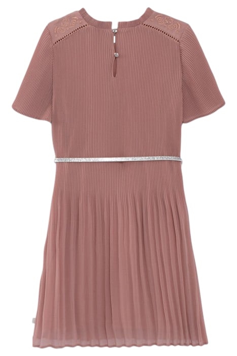 GIRLS’ PINK PLEATED DRESS WITH EMBROIDERED SHOULDERS 2