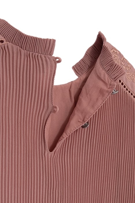 GIRLS’ PINK PLEATED DRESS WITH EMBROIDERED SHOULDERS 5