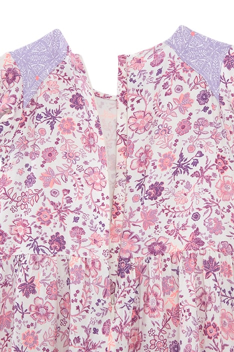GIRLS’ OFF-WHITE LONG DRESS WITH VIOLET FLOWER PRINT 4