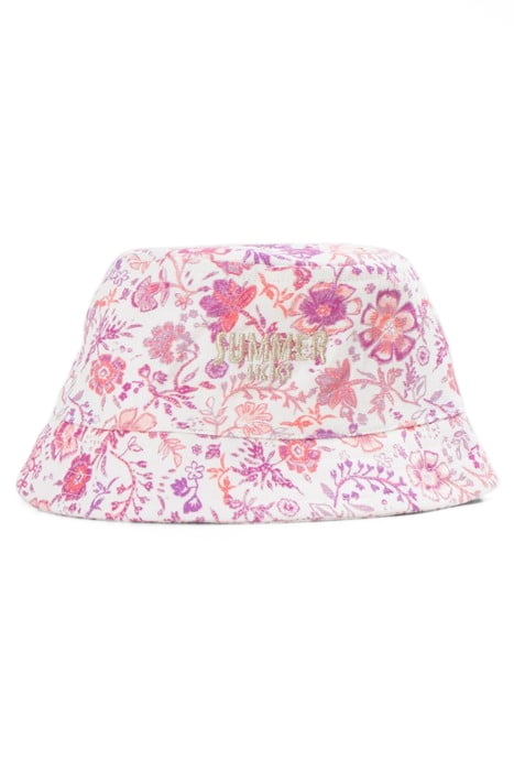 GIRLS’ LILAC SUN HAT WITH FLOWER PRINT AND EMBROIDERY 1