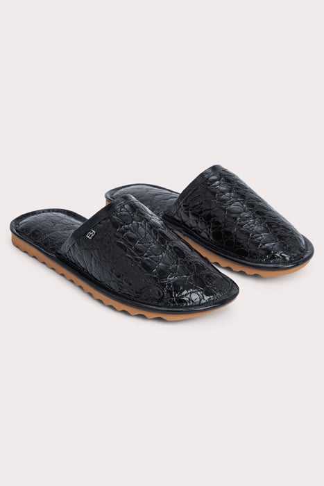 LARRY BLACK CIRCULAR CROCO EMBOSSED LEATHER BLACK 2