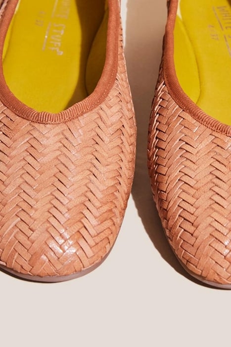 WOVEN LEATHER BALLET PUMP MID TAN 4