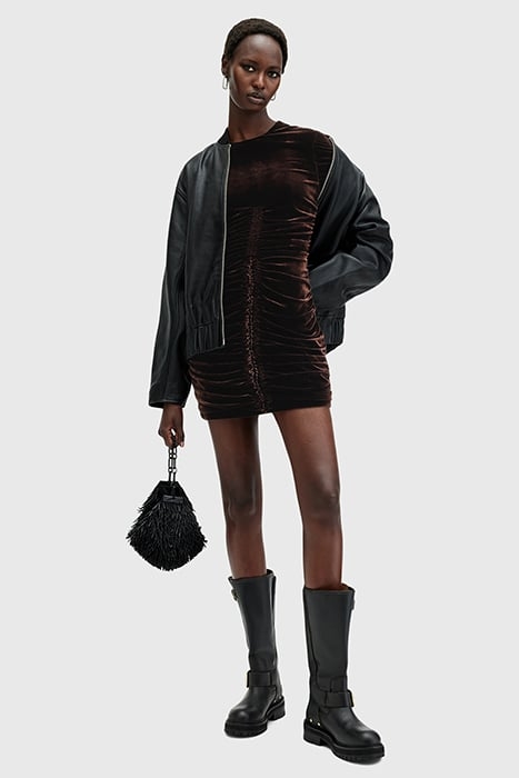 ERIS VELVET DRESS RICH BROWN 5