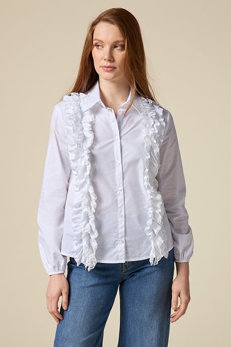POPLIN SHIRT WITH RUCHING AND LACE WHITE 1