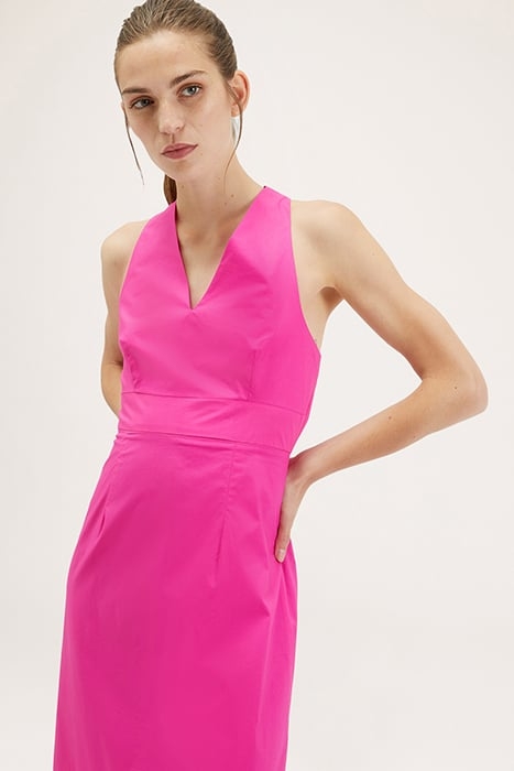 LONG POPLIN DRESS FUCSIA 4