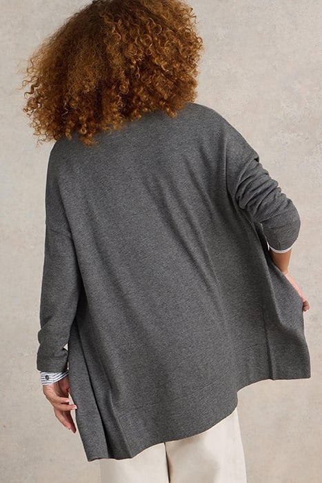 LAURA LONGLINE CARDI LIGHT GREY 2