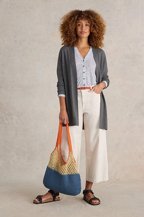 LAURA LONGLINE CARDI LIGHT GREY 1