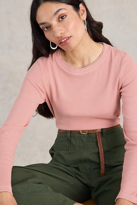 SADIE LONG SLEEVE RIB TEE DUSTY PINK 6