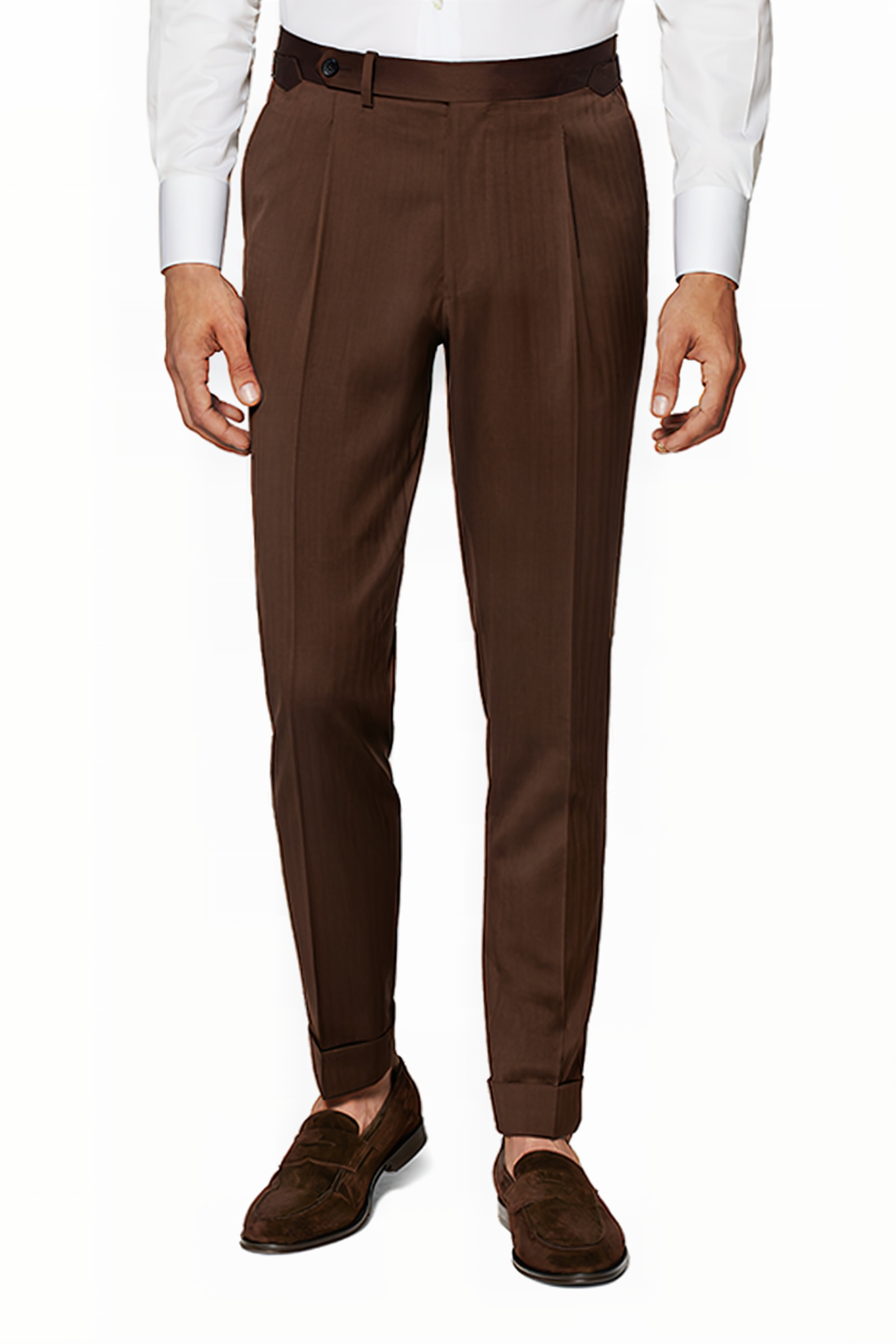 DARK BROWN HERRINGBONE TAILORED FIT HAVANA SUIT 4
