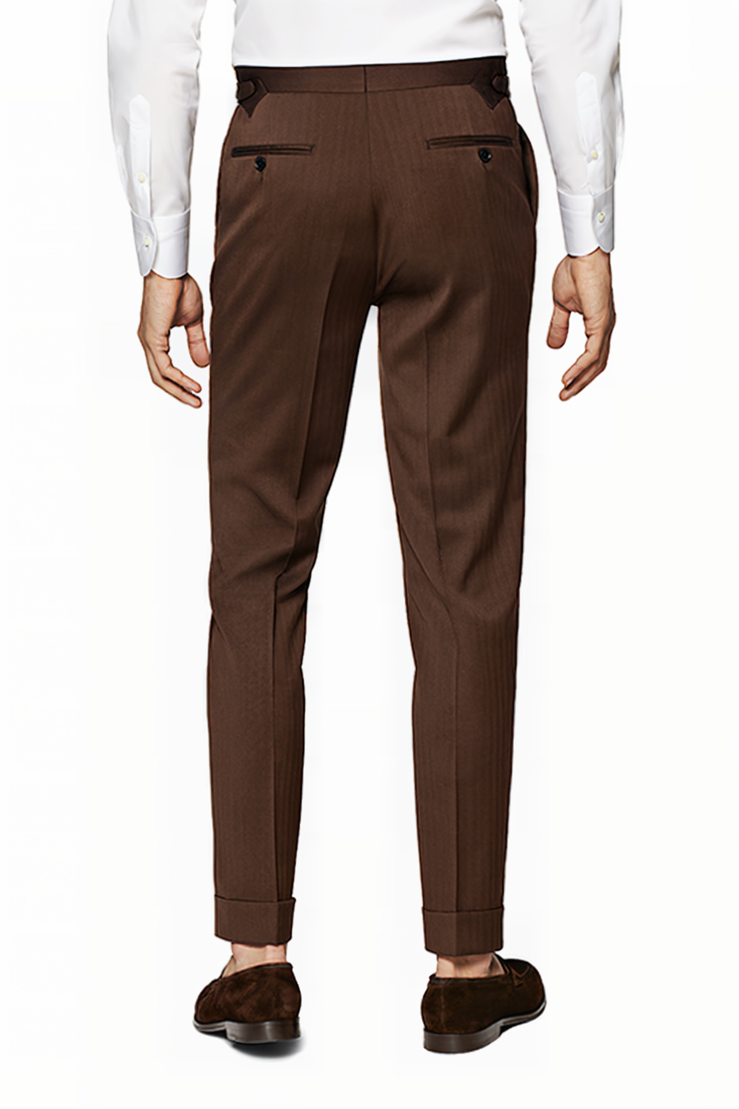 DARK BROWN HERRINGBONE TAILORED FIT HAVANA SUIT 5