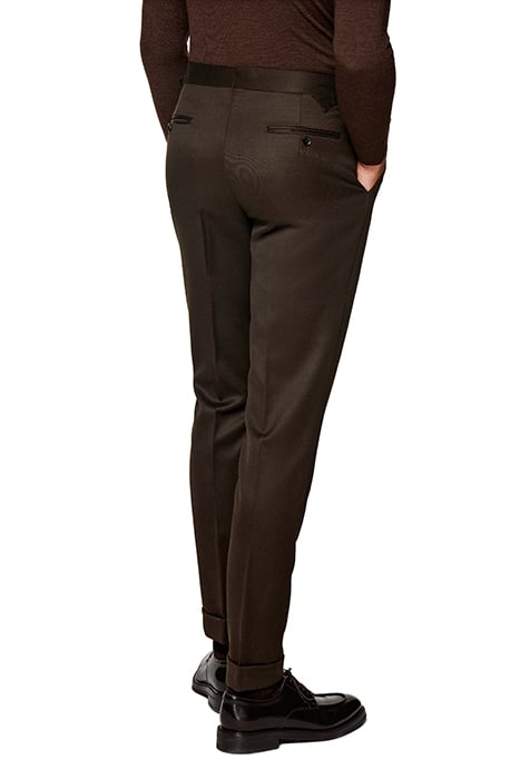 DARK BROWN SLIM LEG TAPERED TROUSERS 2