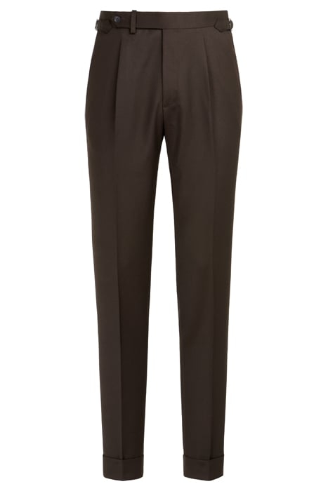 DARK BROWN SLIM LEG TAPERED TROUSERS 3