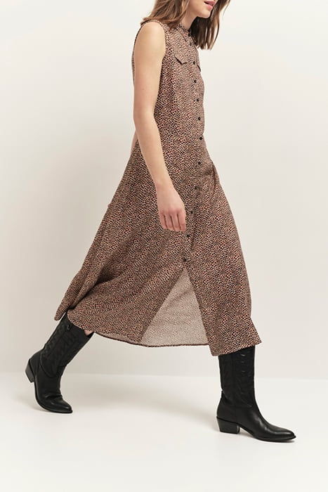 ROXY - LONG SAND SHIRT DRESS WITH MINI GIRAFFE PRINT 3