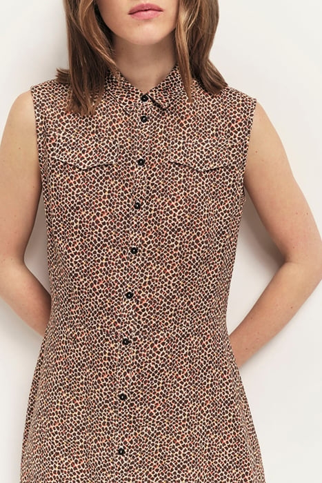 ROXY - LONG SAND SHIRT DRESS WITH MINI GIRAFFE PRINT 4