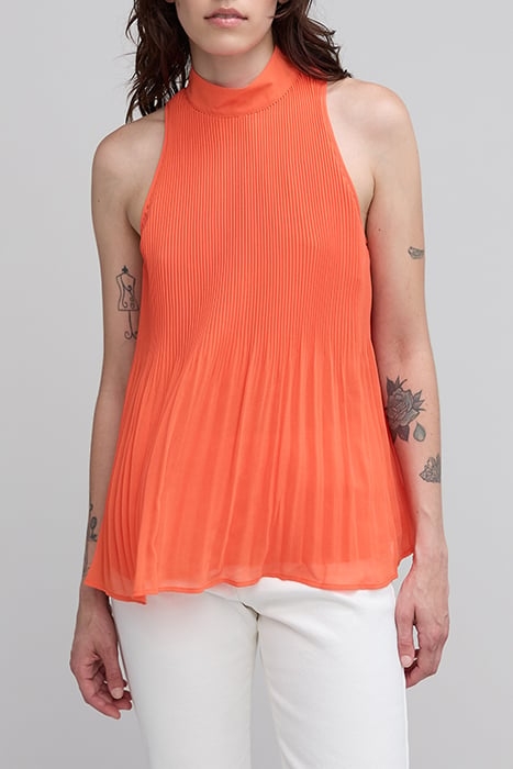 ORANGE RECYCLED PLEATED TOP WITH AMERICAN ARMHOLES 6