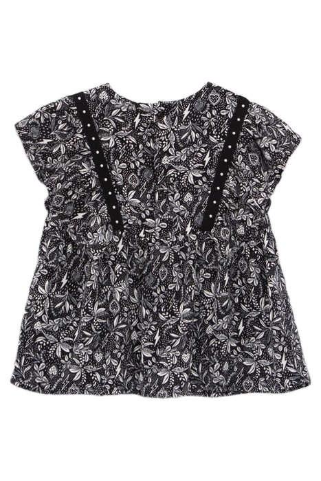 GIRLS' BLACK LENZING™ ECOVERO™ ROCK JUNGLE PRINT BLOUSE 2